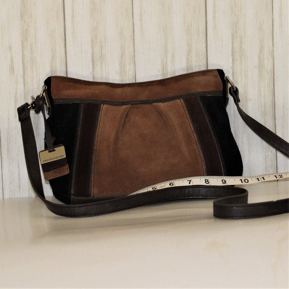 Tignanello Brown and Black Suede Cross-body Bag